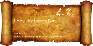 Lock Krisztofer névjegykártya